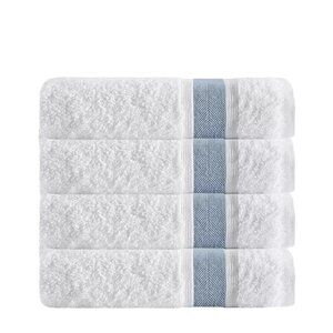 DEPERA HOME Unique‎ 4 Pack Turkish Cotton Wash Towels In Blue/White - Size 12X12
